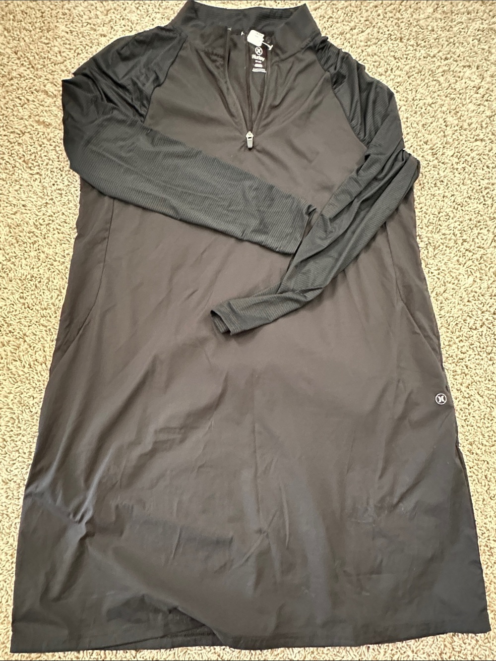 Hurley Black Long Sleeve Half-Zip Athletic Pullover Dress